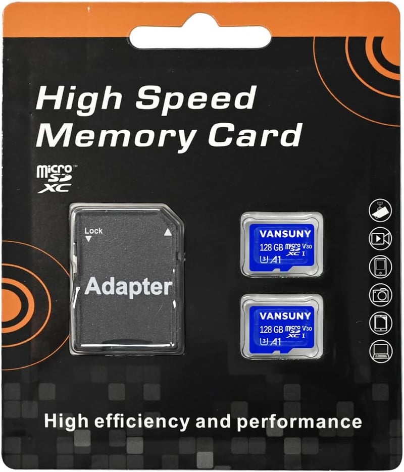 Vansuny 128GB Micro SD kártya 2db, 95MB/s, 4K UHD, adapter