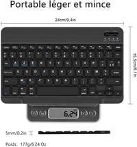 SENGBIRCH Vezeték Nélküli Bluetooth Billentyűzet AZERTY Francia Kiosztással - Ultravékony, iOS, iPad, Android, Samsung, Xiaomi Kompatibilis, 6