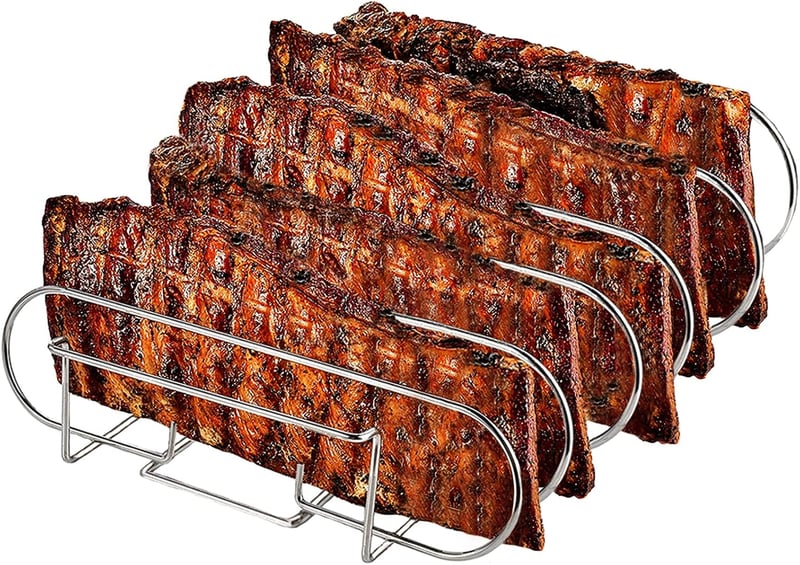 Weber Spareribs tartó grillrács - 5 oldalas bordatartó és sütőállvány rozsdamentes acélból