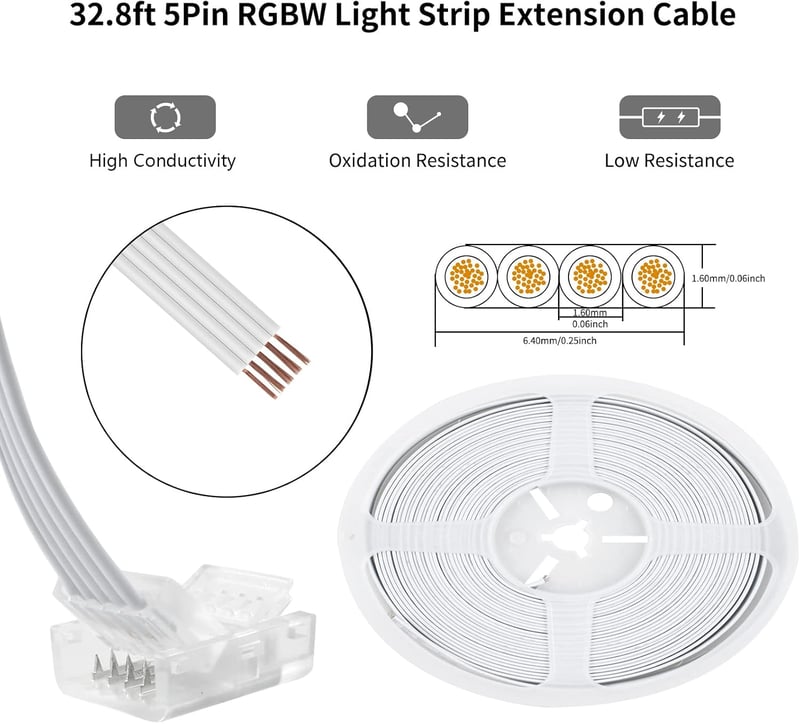 Aroidful 5 darabos RGB LED szalag csatlakozó és 10m kábel készlet