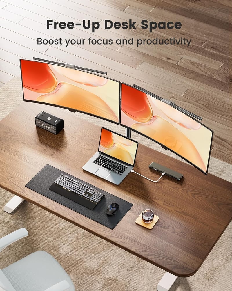 ErGear Dual Monitor Tartó 13-32" Képernyőhöz, Magasságállítható Dönthető