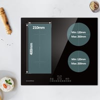 CIARRA CBBIH4BF 7200W Beépített indukciós főzőlap, 4 zóna, Boost funkcióval és 1 Flex zónával, Érintésvezérlés, kerámia üveg, 9 teljesítményszint, gyermekbiztonsági zár, fekete 9