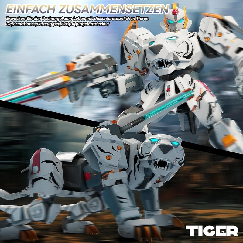Celestial Wariors 25 cm-es Átalakítható Tigris Robot Játék Gyerekeknek - Fehér