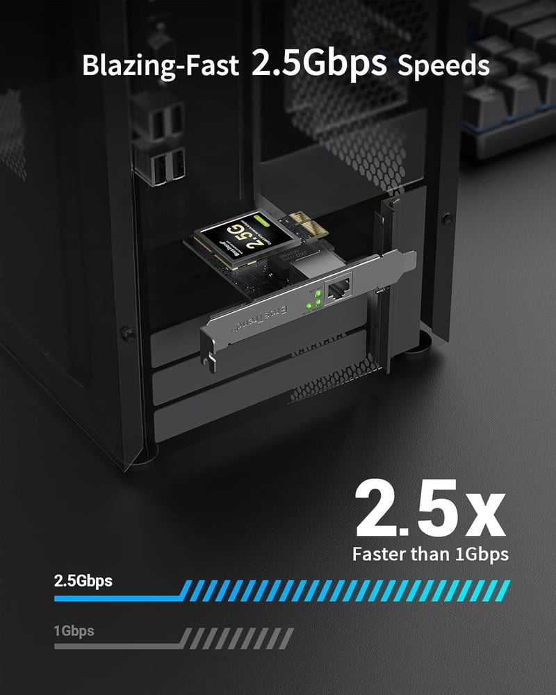 BrosTrend 2.5G Gigabit Ethernet PCIe hálózati kártya alacsony profillal