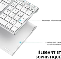 iClever BK10 Bluetooth Billentyűzet - Újratölthető, 3 Eszköz Csatlakoztatás, AZERTY, Ultravékony, Fehér, Mac/iPad/iPhone/PC Kompatibilis 3