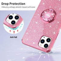 iPhone 11 Pro Max Rózsaszín Glitteres Gyűrűs Védőtok 6