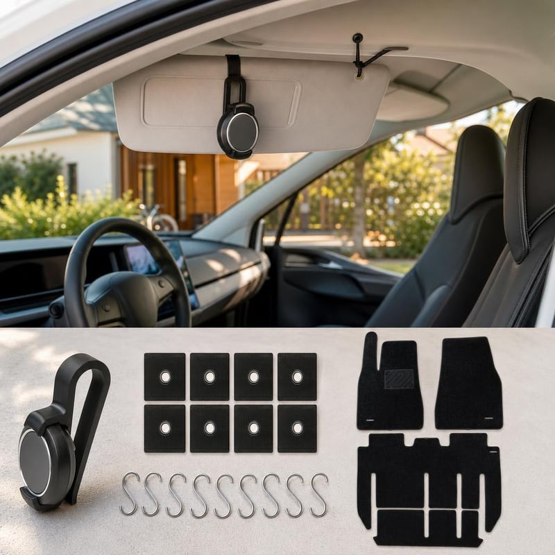 Obiteljski paket za auto: držač tende + 8 kuka + vodootporni tepisi
