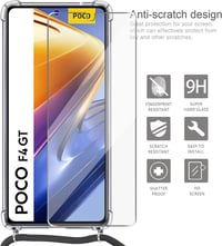Xiaomi Poco F4 GT átlátszó szilikon tok fekete zsinórral és fóliával 5