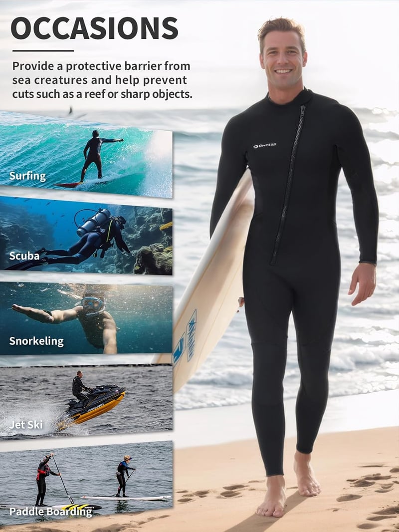 Owntop 3/2mm-es férfi neoprén búvárruha, elöl cipzáros, XL-es méret, fekete