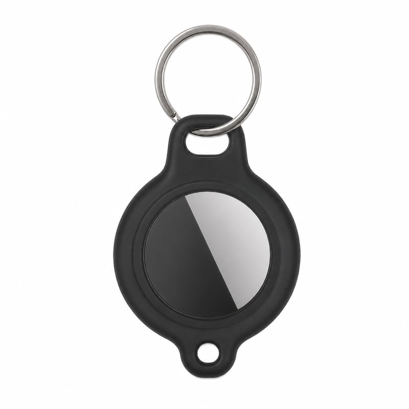 Belkin AirTag Secure Holder s privjeskom za ključeve – crna silikonska maskica otporna na ogrebotine za Apple AirTag 1. i 2. generacije — metalni prsten (stanje: vidi 2. sliku)