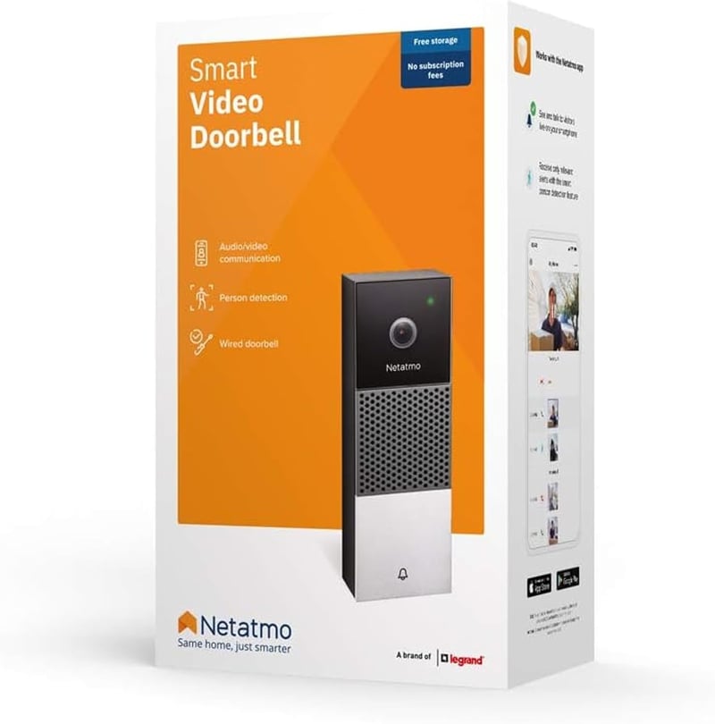 Netatmo Smart Video Doorbell WiFi-s okos videó kaputelefon, kétirányú hanggal, személyérzékeléssel, előfizetés nélkül, 1080p HD, éjjellátó, 