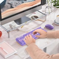Retro lila AZERTY billentyűzet és egér szett - Vezeték nélküli, kompakt, csendes, USB/Type-C 7