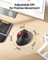 ProtoArc EM01 NL Vezeték Nélküli Trackball Egér - 2.4G USB és Bluetooth, Hüvelykujj Vezérlés, Állítható Szög, 5 DPI Fokozat, Újratölthető, P 5