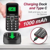 Ukuu F200 Időseknek - Nagy Gombos Mobiltelefon, Fekete, Dual SIM, Angol nyelvű 3