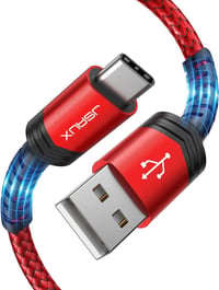 JSAUX piros fonott USB-C gyorstöltő kábel szett, 1m + 2m - Újracsomagolt 1