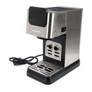 Grundig KSM 5330 Portaszűrős Kávégép – 1628W, 15 Bar, Dark Inox, 300 ml – 2 db szűrő és kanál hiányzik (Outlet)