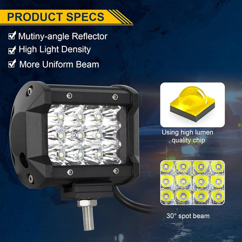 RIGIDON 36W LED munkalámpa szett, 10cm, 12V, fehér, terepjáróhoz, traktorhoz