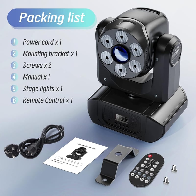 LED Moving Head Fényvető 90W RGBW Távirányítós Diszkófény 8 Mintával