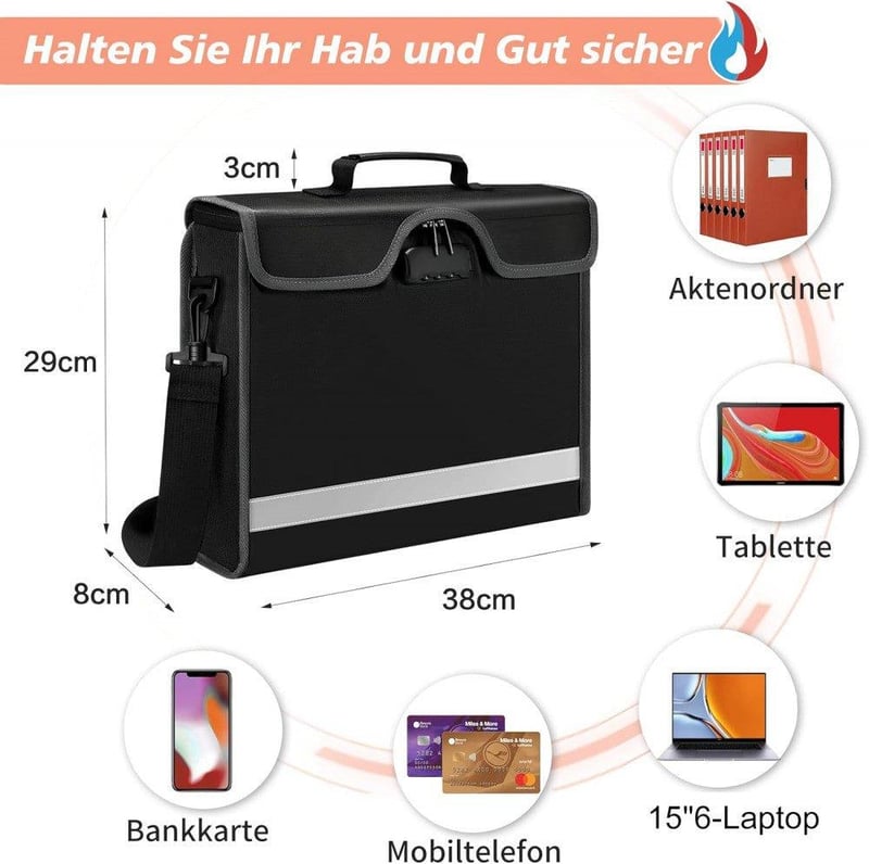 HyFanStr Vízálló Zárható Laptop Táska 15.6" Notebookhoz és A4 Iratokhoz