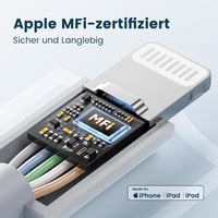 RAMPOW Apple MFi USB-C Lightning kábel, gyorstöltés iPhone 14/13/12-höz - 1m, fehér 4
