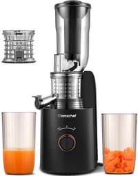 Amzchef 250W széles adagolónyílású lassú gyümölcsprés - Fekete 1