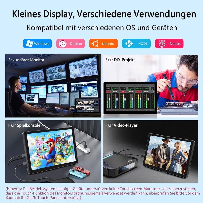 Pisichen Hordozható Monitor 10.1 Hüvelyk Érintőképernyő Full HD 1920x1200 IPS HDMI USB-C PC Laptop PS4 PS5 Xbox