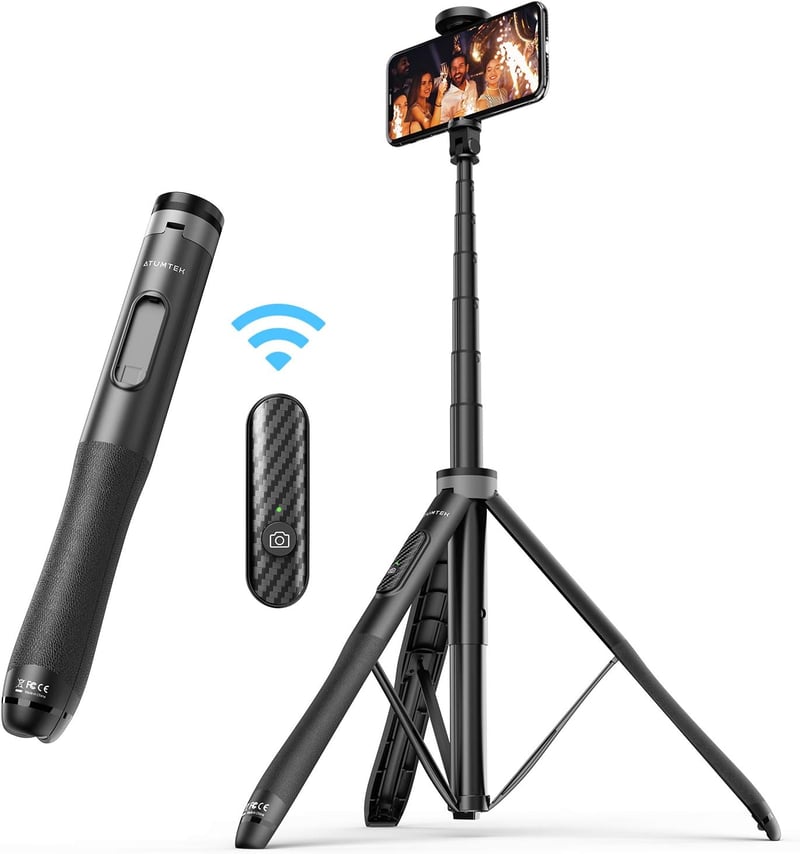 ATUMTEK 130cm-es Bluetooth Szelfibot Állvánnyal - iPhone és Android Kompatibilis