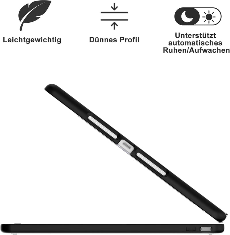 TQQ iPad 10.2" Billentyűzet Tok Precíziós Trackpaddal - 7-8-9. Generációs iPad Védőtok, 10 Színű Háttérvilágítás, 360° Forgatható, Német QWE