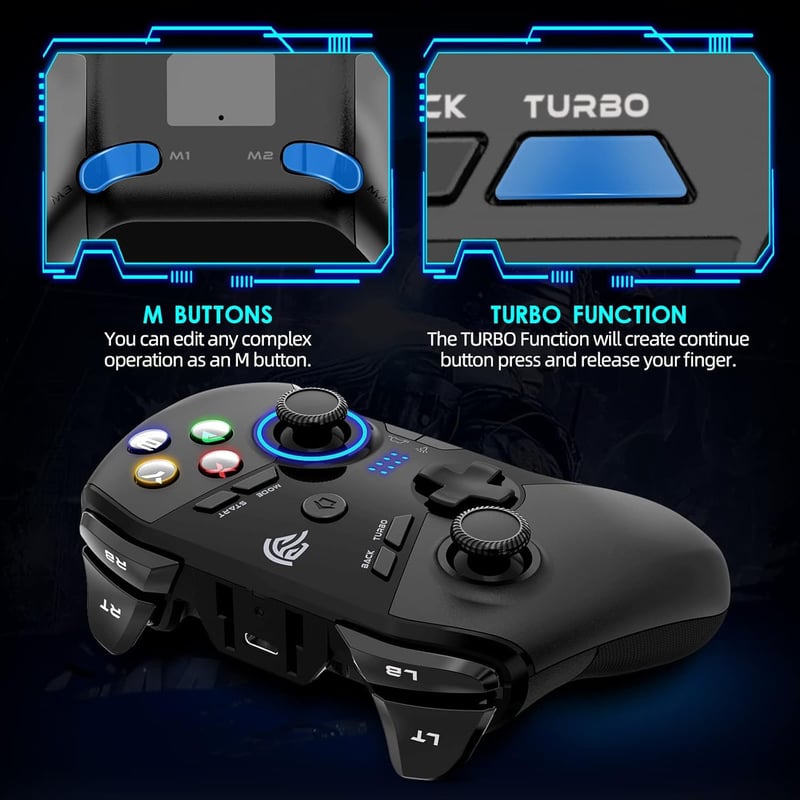 EasySMX vezeték nélküli gamepad PS3/PC/Android/Switch-hez, turbó funkcióval