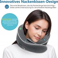 Proglobe Memóriahabos Nyakpárna Utazáshoz - 3D Alvómaszk, Ortopédikus Kialakítás, Repülő, Autó, Vonat, Nyakfájás Enyhítésére, Sötétszürke 3