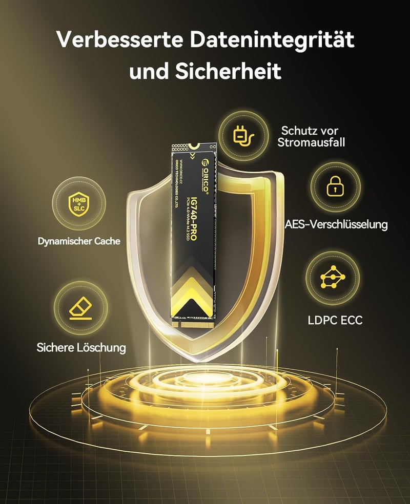 ORICO IG740PRO 2TB M.2 NVMe SSD PCIe 4.0 - 7450 MB/s Sebesség, TLC 3D NAND, Hűtőbordával - Ipari és Otthoni Használatra, Laptop, PC, PS5 Kom