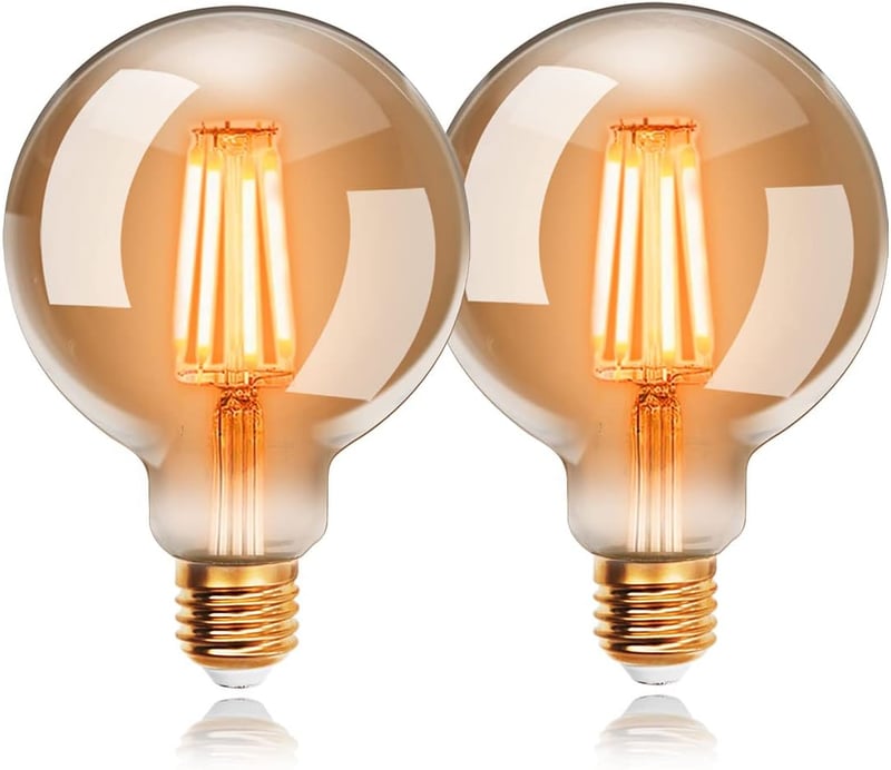 EXTRASTAR G80 Edison Vintage LED Izzó, 2db, 6W, E27, Meleg Fehér 2200K, 48W Egyenértékű, Retro Antik Dekorációs Lámpa