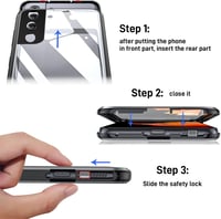 Samsung Galaxy S21 5G mágneses tok - 360°-os védelem, edzett üveg, alumínium keret (fekete) 7