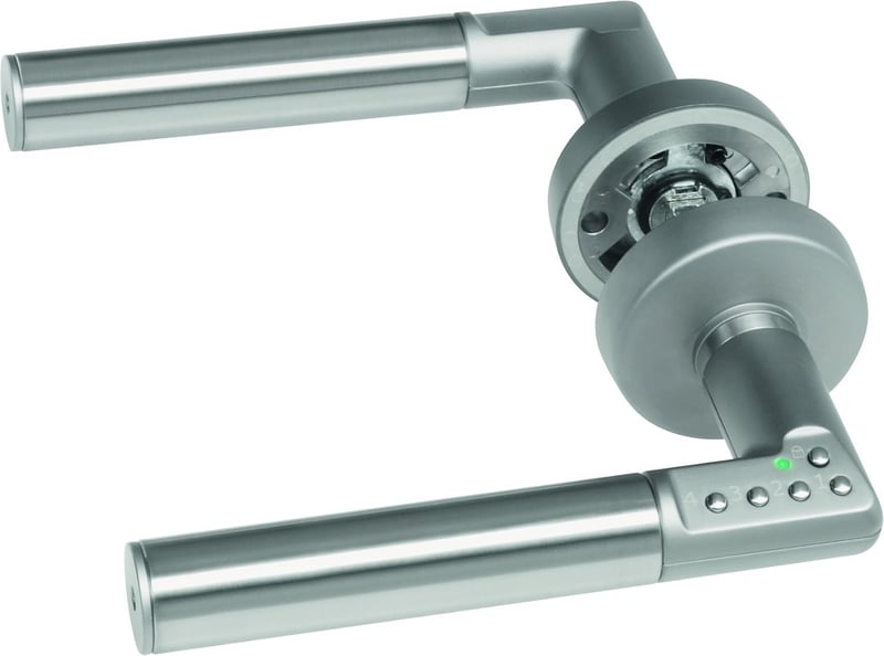 Assa Abloy Digitális Ajtókilincs PIN Kódzárral - Beltéri Ajtófogantyú Rozsdamentes Acélból - Ezüst Matt Kivitel - Elemmel