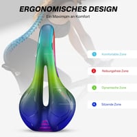YOUNGDO Gél Kerékpárülés - Ergonomikus, Légáteresztő, Ütéselnyelő MTB Nyereg Vízálló Borítással, Piros, 100kg Teherbírás - Black+red, MTB-145mm, MTB-Red-145mm, Foam 2