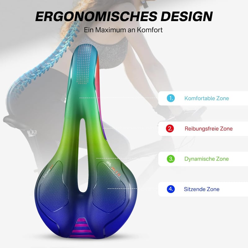YOUNGDO Gél Kerékpárülés - Ergonomikus, Légáteresztő, Ütéselnyelő MTB Nyereg Vízálló Borítással, Piros, 100kg Teherbírás - Black+red, MTB-145mm, MTB-Red-145mm, Foam