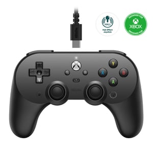 8Bitdo Pro 2 žičani Xbox kontroler - Hall Effect joystick, 3,5 mm jack, kompatibilan s Xbox Series X|S, Xbox One, Windows 10/11, crni