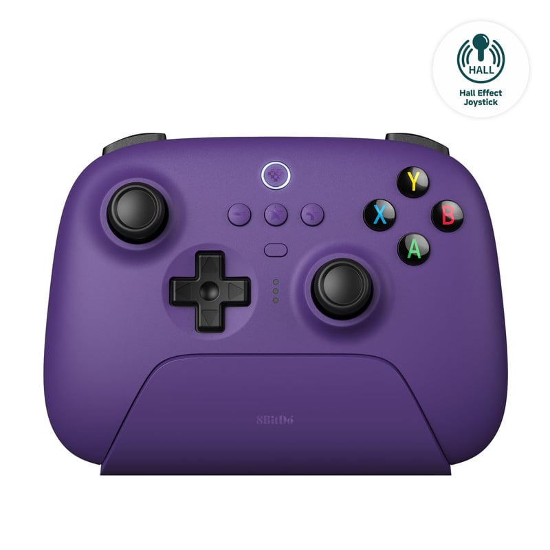 Controller wireless 8Bitdo Ultimate 2.4G cu joystick Hall Effect, cu stație de încărcare, compatibil PC, Android, Steam Deck și Apple, mov
