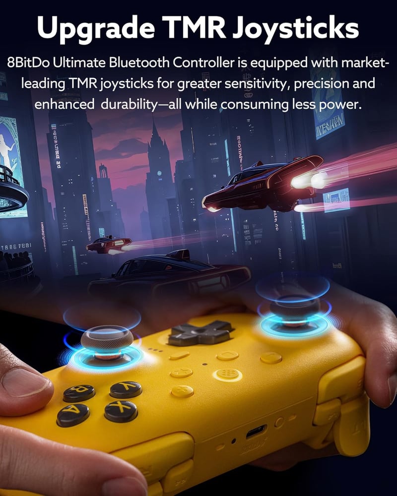 8Bitdo Ultimate 2 Bluetooth Kontroller RGB Fire Ring, Hall Effect Triggerek, Vibráció, Switch/PC