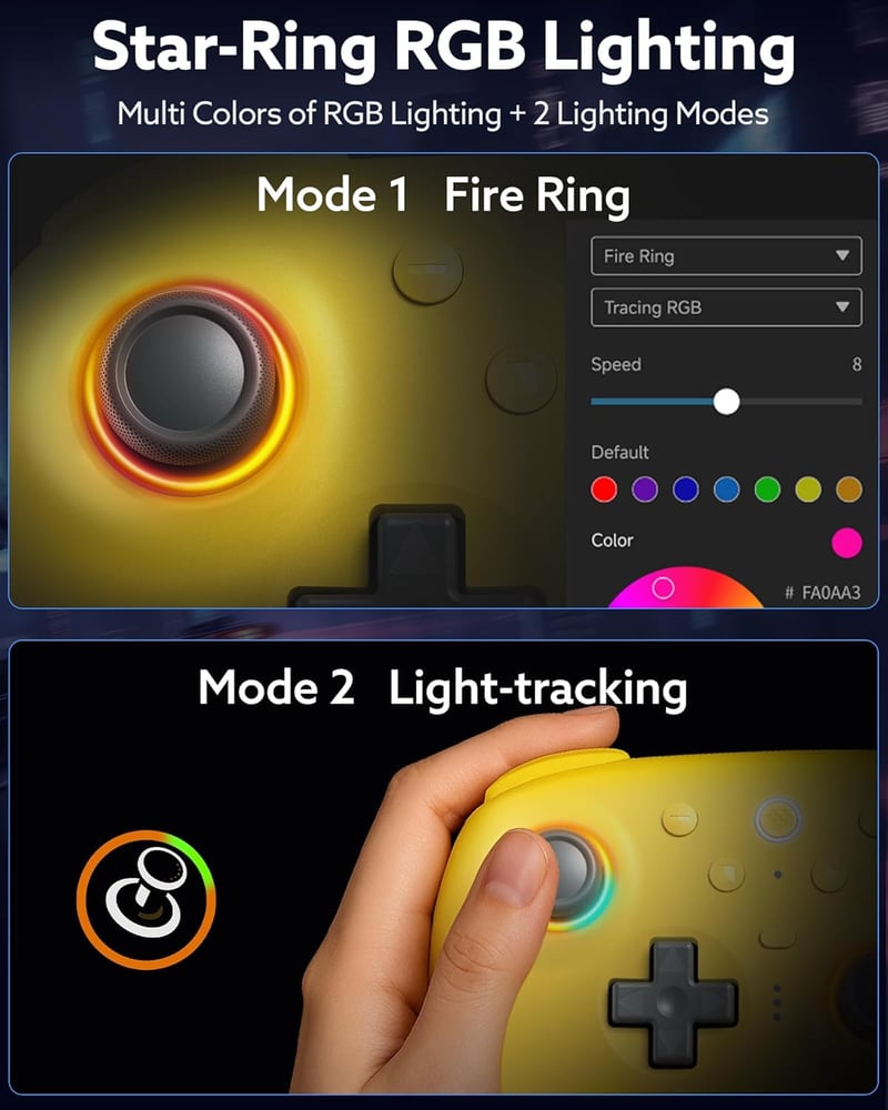 8Bitdo Ultimate 2 Bluetooth Kontroller RGB Fire Ring, Hall Effect Triggerek, Vibráció, Switch/PC