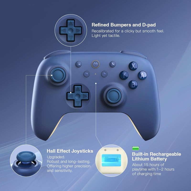 8bitdo Ultimate 2C Bluetooth Kontroller Nintendo Switch Konzolokhoz - Hall Effekt Joystick, Programozható Gombok, 6-Tengelyes Mozgásérzékelő