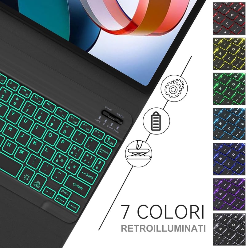 Xiaomi Redmi Pad 10.61 Bluetooth billentyűzetes tok - Levehető, háttérvilágítású, QWERTY, fekete