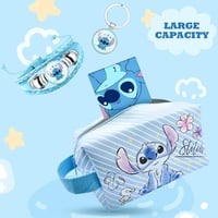 Ubephant Lilo și Stitch – Trusă de cosmetice față-verso albastră, cu model desen animat, geantă mare de machiaj, din material textil tip canvas. 2