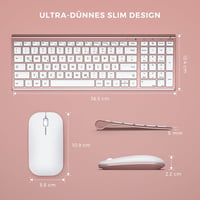 seenda Vezeték Nélküli Billentyűzet-Egér Szett, Újratölthető Alumínium Kompakt Billentyűzet Numerikus Résszel, Ultravékony Csendes QWERTZ PC 2