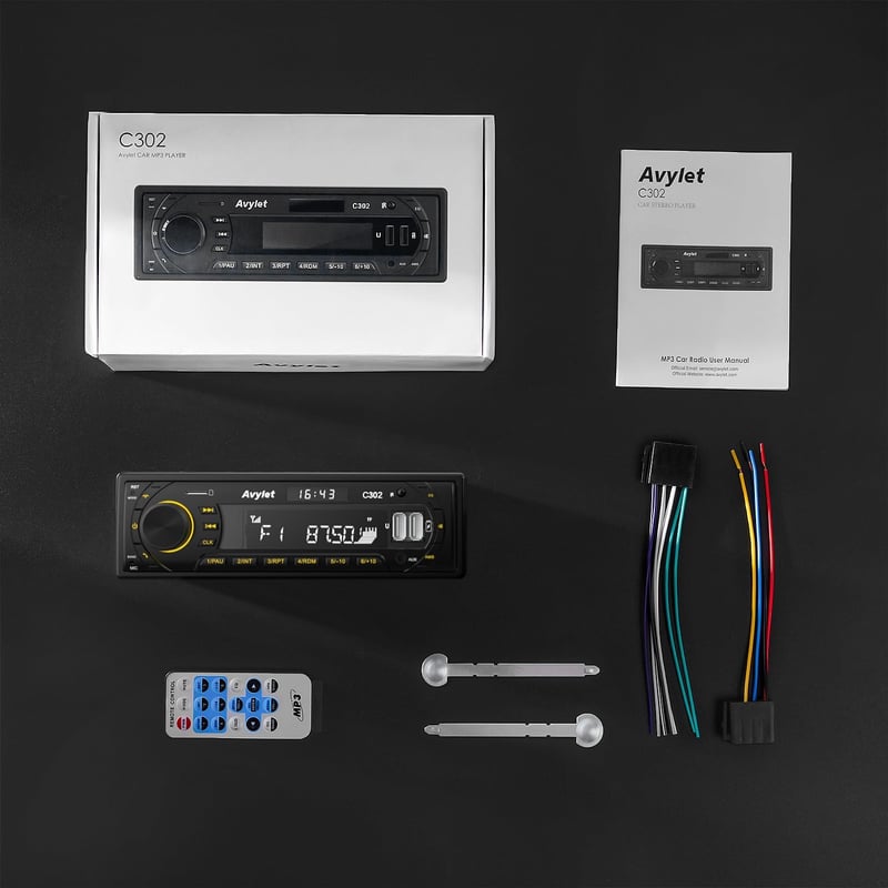 Avylet 1 DIN autórádió Bluetooth kihangosítóval, 7 színű FM/AM, 2 USB, AUX, SD