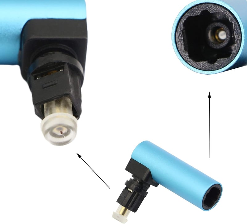 GINTOOYUN 360 Fokos Digitális Optikai Toslink Adapter - 90 Fokos Derékszögű Csatlakozó, Kék, 2 db - Zajmentes Hangátvitel Házimozi Rendszere