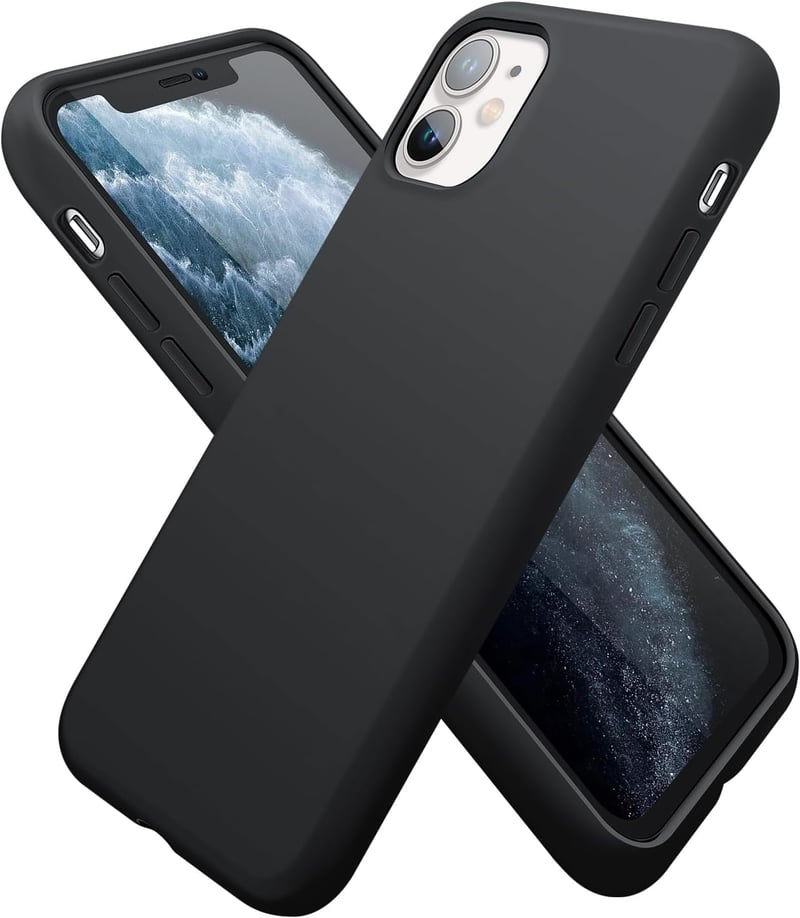 iPhone 11 prémium szilikon tok, fekete - AUKASE ütésálló védőtok kameraperemmel