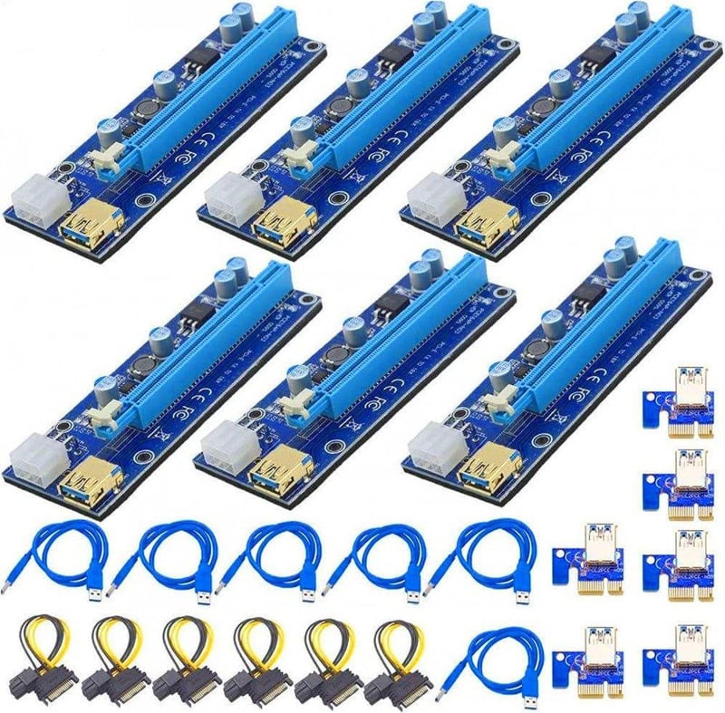 APKLVSR PCI-E Riser LED-es USB 3.0 Kábel Kriptobányász Grafikus Kártyához