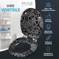Sanilo Fogaskerék Mintás WC Ülőke Ovális Fából - Puha Záródású Mechanizmus, Könnyű Szerelés, Strapabíró Zsanérok, Modern Dizájn 2