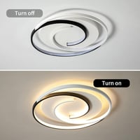minifair Modern LED Mennyezeti Lámpa 36W 50cm - Távirányítós, Geometrikus Kerek Fekete-Fehér, Fényerőszabályozható, Nappaliba, Hálószobába,  7